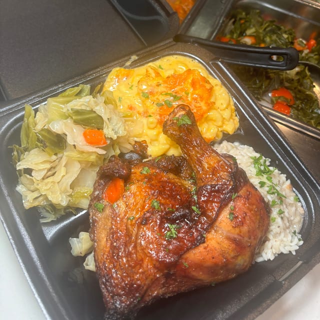 Ms. Ruby's Baked Chicken Dinner.